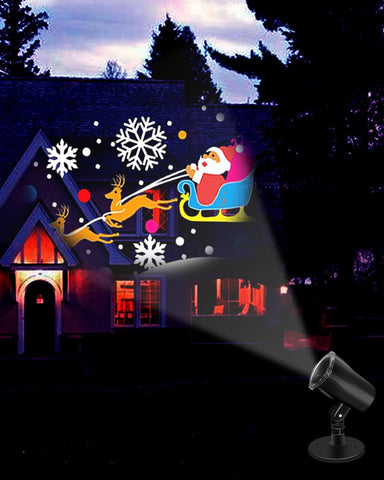 Christmas Projector Lights Outdoor, 3D Christmas Light Projector Outdoor Waterproof with Rotating Snowflakes Santa Clause Christmas Tree for Christmas Decorations