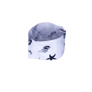 Japanese Sushi Chef Hat Korean Cuisine Cook Hat Shellfish Print Unisex Professional Chef Cap White