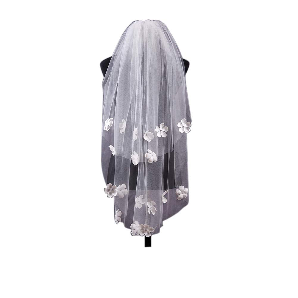 Romantic Floral Lace Embroidery Applique Wedding Veil Bridal Veil