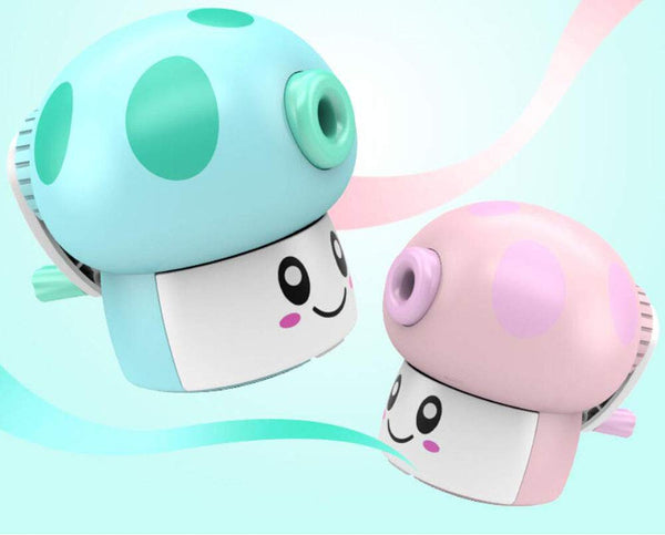 Creative Manual Rotary Pencil Sharpener for School Classroom, Office, Home, Lovely Mushroom White