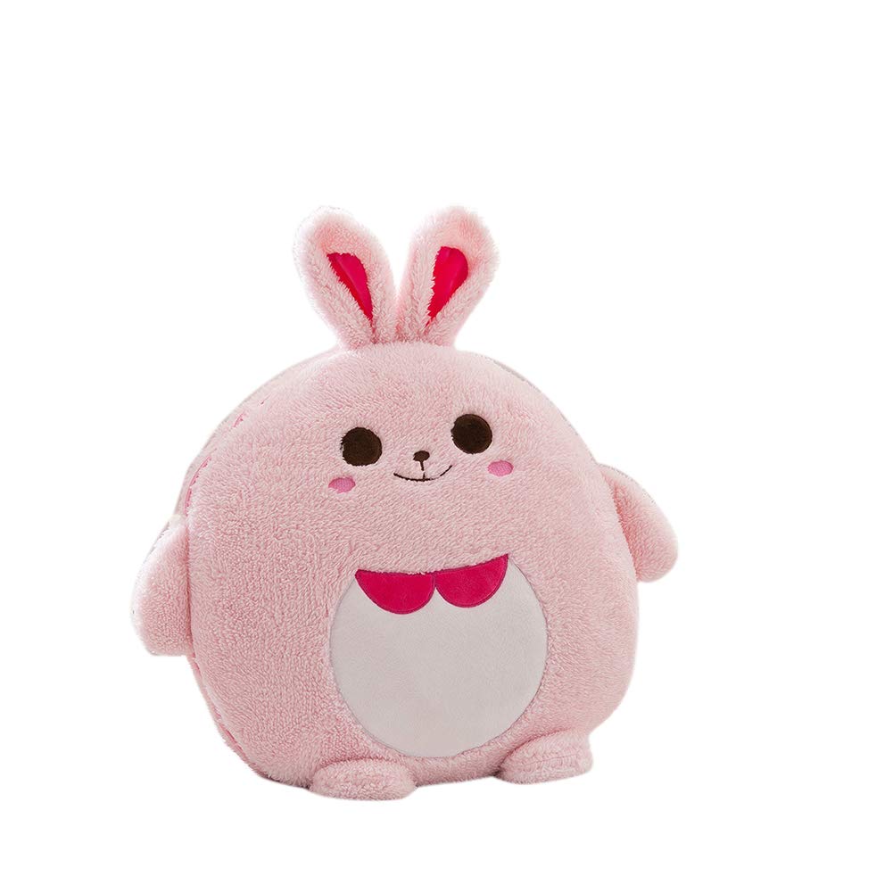 Creative Dual Purpose Pillow Flannel Blanket Within Cartoon Rabbit Shaped Pillow Sofa Cushion Plush Toy Pink