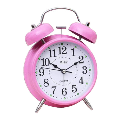 4" Twin Bell Alarm Clock with Backlight Battery Operated Loud Alarm Clock, Pink