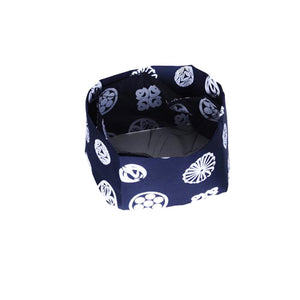 Japanese Sushi Chef Hat Korean Cuisine Cook Hat Floral Print Unisex Professional Chef Cap Dark Blue