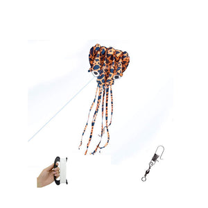 Kid's Cute Cartoon 3D Dots Print Octopus with Long Ribbon Easy Flyer Kite with Wire Plate Orange