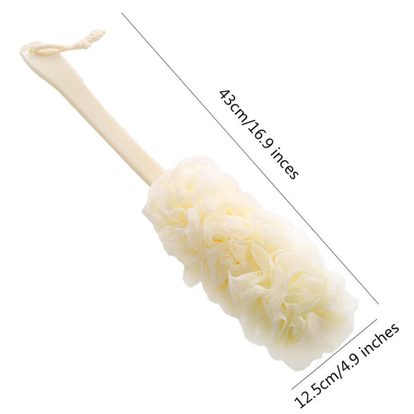 Nylon Mesh Shower Brush Back Scrubber with Non-Slip Long Handle Loofah Sponge body Brush Yellow