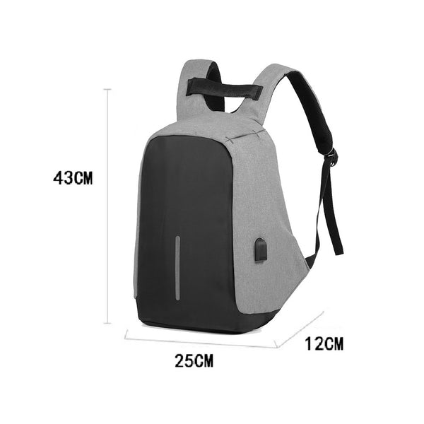 15.6 Inch Waterproof Oxford Cloth Laptop Rucksack School Backpack with USB Charging Port Black