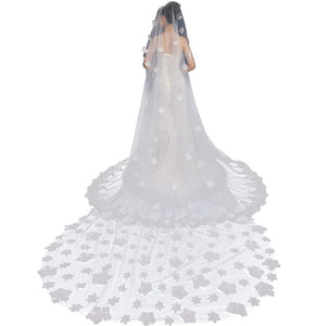 Romantic Floral Lace Wedding Veil Fingertip Length 3 Meter/118" Ivory Extra Long