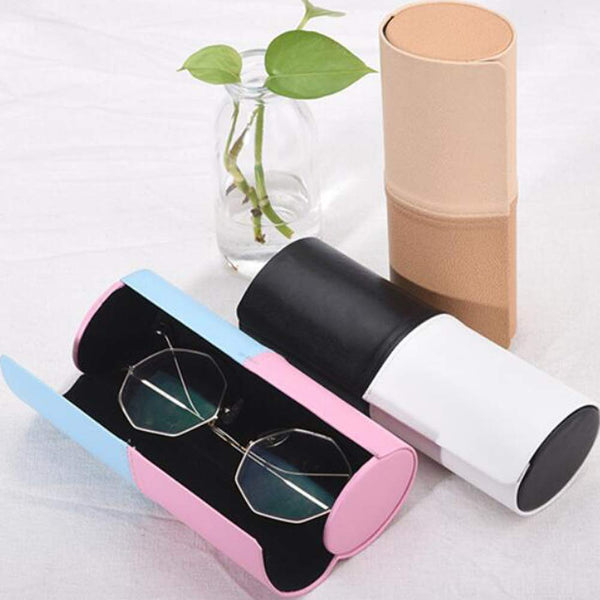 Fresh Style Fashion Eyeglasses Case with Magnetic Clasp Sunglasses Case Gray + Pink