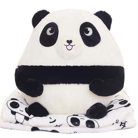 Lovely Panda Plush Toy Creative Panda Sofa Cushion with Flannel Blanket Multifunction Throw Pillow