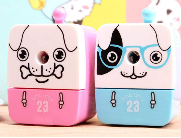 Creative Manual Rotary Pencil Sharpener for School Classroom, Office, Home, Lovely Dog Pink