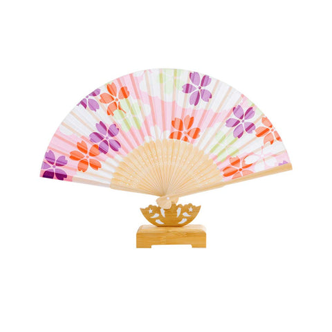 Chinese/Japanese Style Colorful Floral Folding Fan Handmade Silk Floding Fan Home Decor