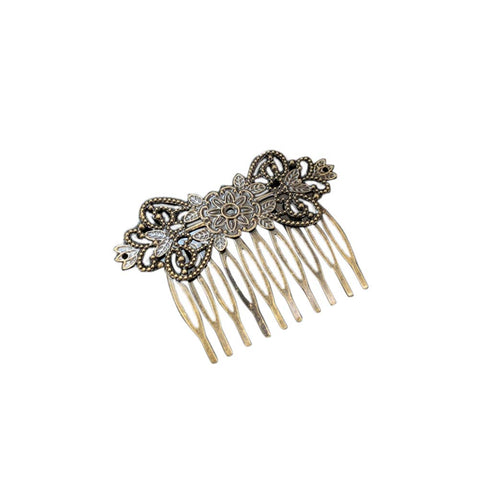 Handmade Retro Bronze Hair Comb Vintage Victoria Style Mini Decorative Comb (Flower)