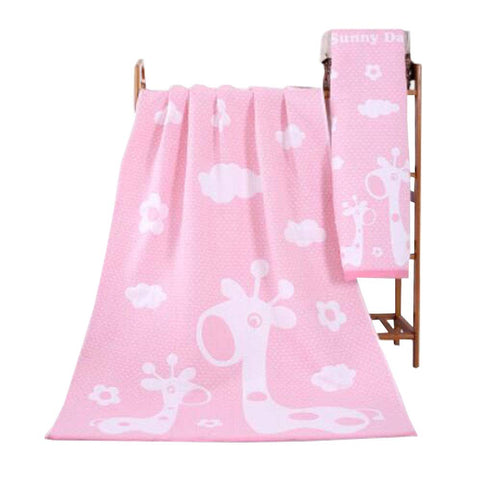 Premium Bath Towel Set Cotton Bath Towel Bundle 1 Bath Towel and 1 Hand Towel Deer Pink