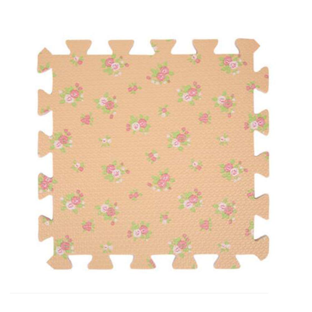 9 PCS of Waterproof Crawling/Puzzle Foam Mats Kids&Baby Foam Play Mats, Light Orange Flower