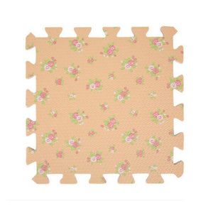 9 PCS of Waterproof Crawling/Puzzle Foam Mats Kids&Baby Foam Play Mats, Light Orange Flower