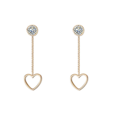 1 Pair Sweet and Cute Heart-Shaped Earrings, Wild Zircon Short Earrings