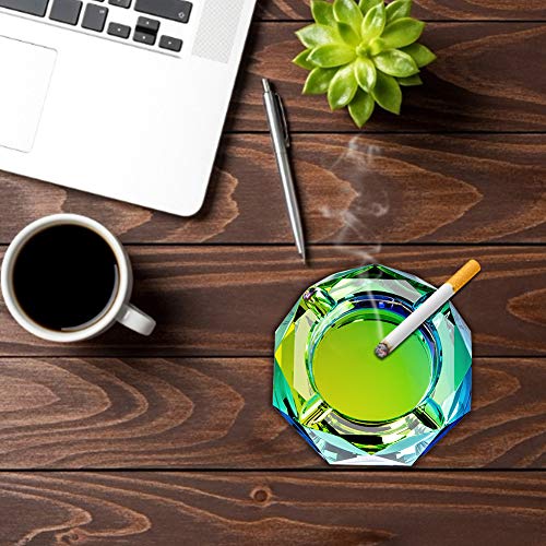 Crystal Ashtray Outdoors Indoors Cigarette Ashtray Ash Holder Case Creative Bling Bling Green Home Office Desktop Smoking Ash Tray Beautiful Decoration Craft