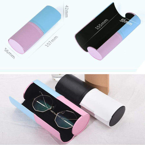 Fresh Style Fashion Eyeglasses Case with Magnetic Clasp Sunglasses Case Gray + Pink