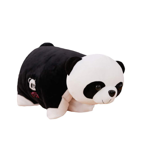 Air Conditioning Long Pillow Plush Toy Cute Panda Sofa Cushion with Panda Print Flannel Blanket