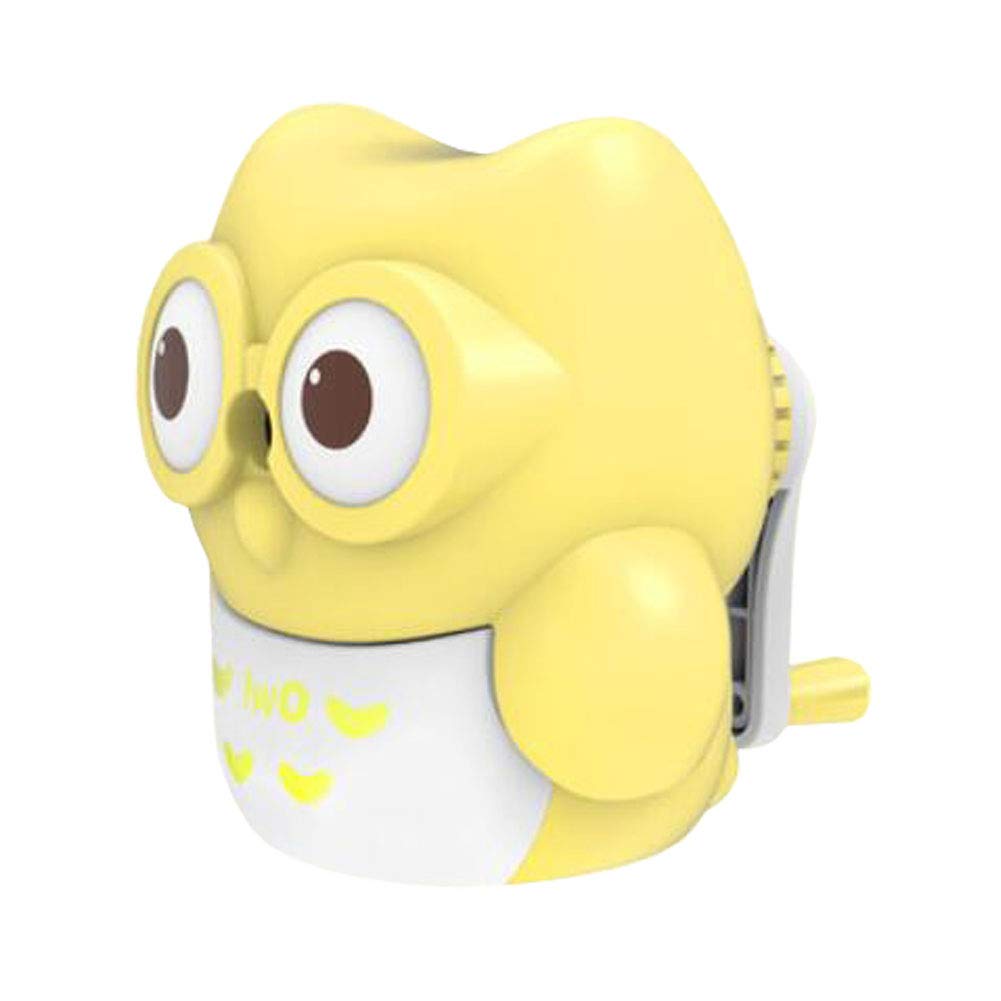 Creative Manual Rotary Pencil Sharpener for School Classroom, Office, Home, Lovely Owl Yellow