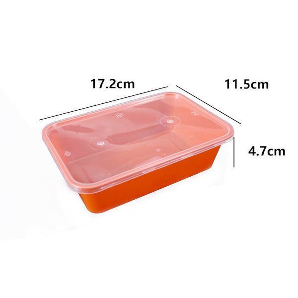 Lanburch [300 Pack] Single Compartment Food Containers Rectangle Food-Grade Plastic Food Storage Containers with Transparent Lids 22 oz[Orange]