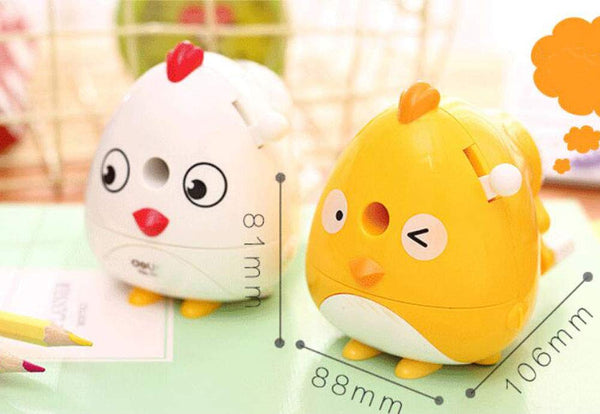 Creative Manual Rotary Pencil Sharpener for School Classroom, Office, Home, Cute Chick Yellow