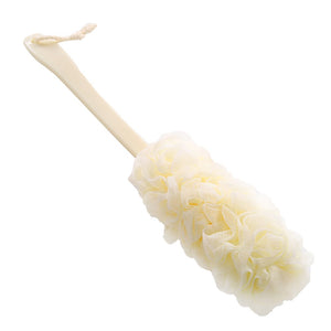 Nylon Mesh Shower Brush Back Scrubber with Non-Slip Long Handle Loofah Sponge body Brush Yellow