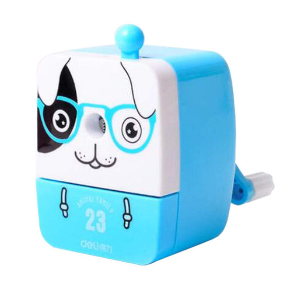 Creative Manual Rotary Pencil Sharpener for School Classroom, Office, Home, Lovely Dog Blue