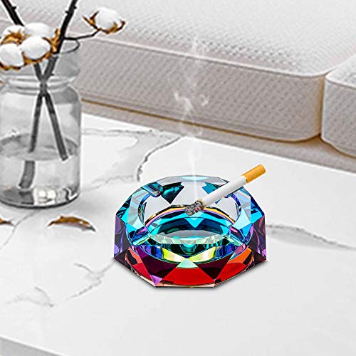 Crystal Ashtray Outdoors Indoors Cigarette Ashtray Ash Holder Case Creative Bling Bling Green Home Office Desktop Smoking Ash Tray Beautiful Decoration Craft