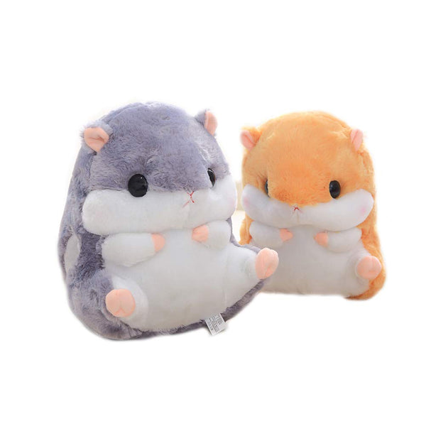 3D Hamster Plush Toy Creative Sofa Cushion with Flannel Blanket Multifunction Throw Pillow Gray