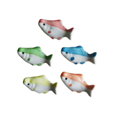 Set of 5 Creative Fish Ceramics Chopsticks Holders Cutlery-Trays Spoon Stand Knife Rest Holder Set