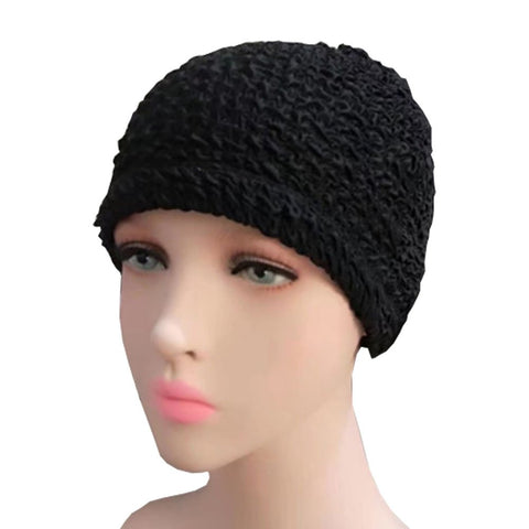 Swimming Caps Long Hair Swim Cap Cloth Fabric Swimcap Lycra Beanie Hat Black