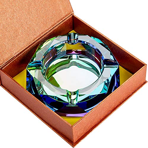 Crystal Ashtray Outdoors Indoors Cigarette Ashtray Ash Holder Case Creative Bling Bling Green Home Office Desktop Smoking Ash Tray Beautiful Decoration Craft