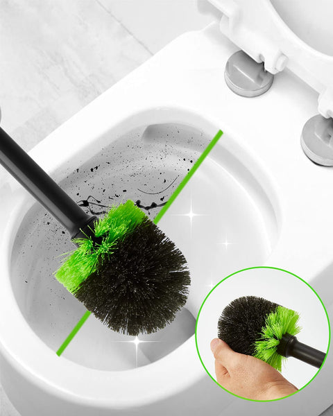 SANGFOR Toilet Brush with Holder, Drip-free Design, Hideaway Design, Compact Storage, for Deep Cleaning in the Bathroom