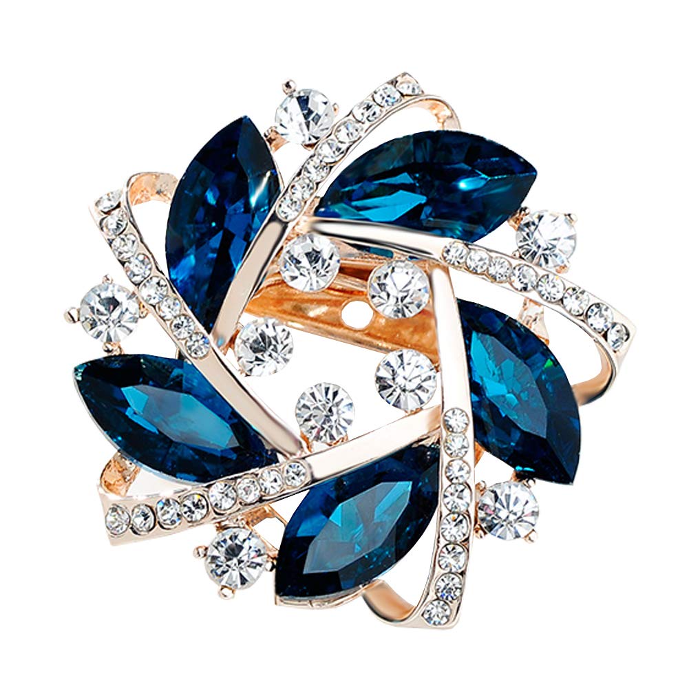 Shining Brooch Pin for Women Brides Elegant Pin Brooches Deep Blue #H