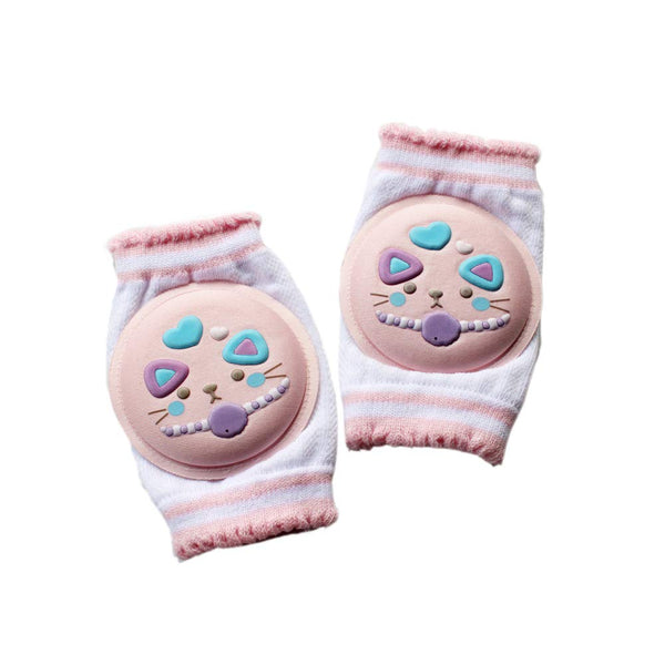 Elastic Knee Pads for Baby Crawling Safety Protector Leg Warmer Knee Braces Pink (Cat)