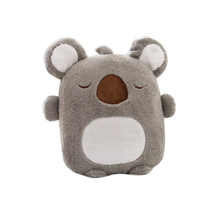 Creative Dual Purpose Pillow Flannel Blanket Within Cartoon Koala Shape Pillow Sofa Cushion Plush Toy Gray