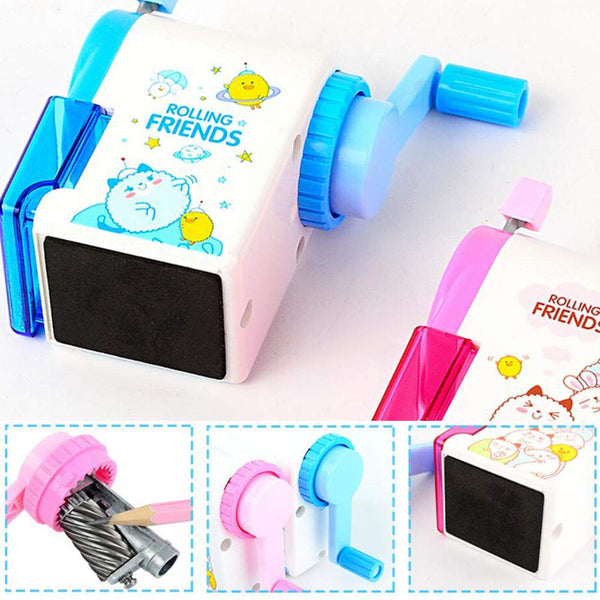 Creative Manual Rotary Pencil Sharpener for School Classroom, Office, Home, Lovely Bear Pink