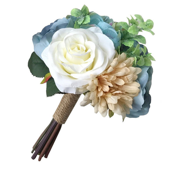 Bridal Wedding Bouquet Flower Bouquets Artificial Flowers Wedding Home Decoration, Blue