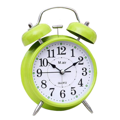 4" Twin Bell Alarm Clock with Backlight Battery Operated Loud Alarm Clock, Green