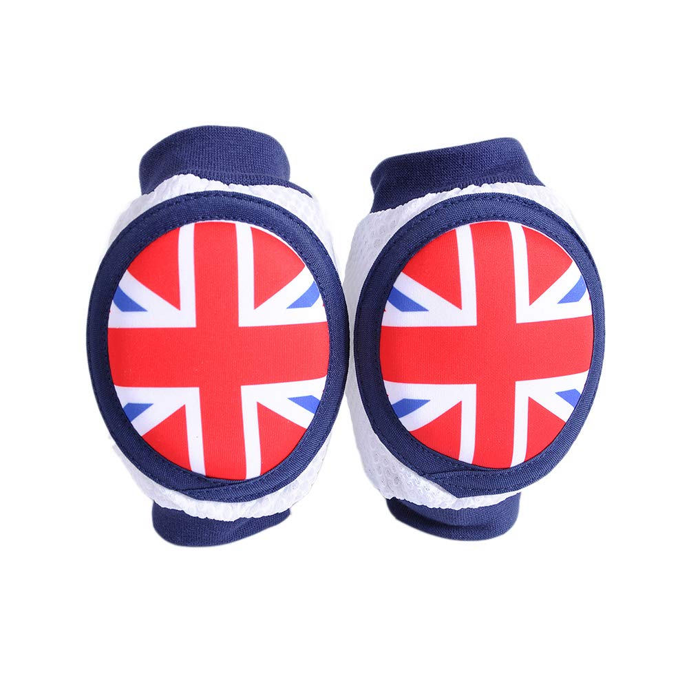 Elastic Unisex Baby Crawling Knee Pads Breathable Safety Protector Non Skid Knee Braces (The Union Jack)