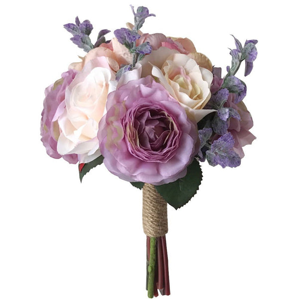 Bridal Wedding Bouquet Flower Bouquets Artificial Flowers Wedding Home Decoration, Purple