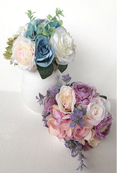 Bridal Wedding Bouquet Flower Bouquets Artificial Flowers Wedding Home Decoration, Blue