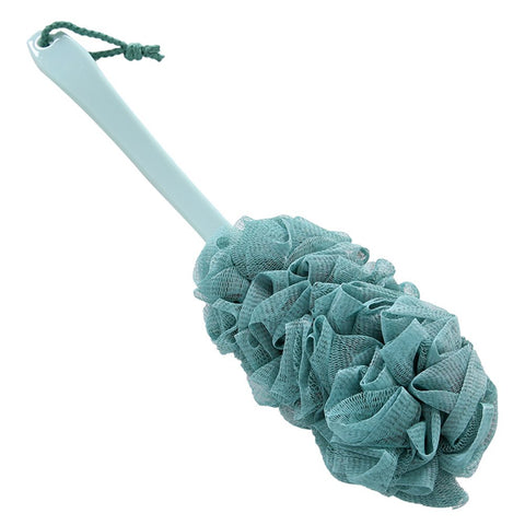 Nylon Mesh Shower Brush Back Scrubber with Non-Slip Long Handle Loofah Sponge body Brush Cyan