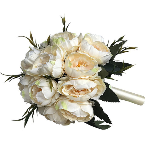 Bridal Wedding Bouquet Flower Bouquets Artificial Flowers Wedding Home Decoration, Champagne Peony