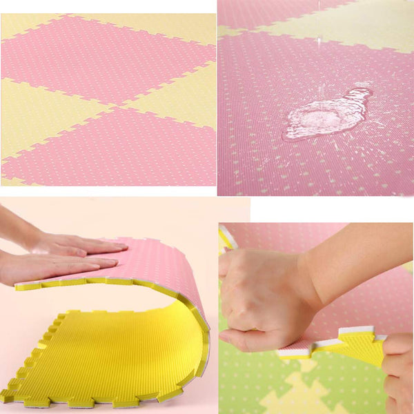 9 PCS of Waterproof Crawling/Puzzle Foam Mats Kids&Baby Foam Play Mats, Bird Pink