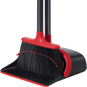 Broom and Dustpan Set, Broom and Dustpan, Broom and Dustpan Set for Home, Upgrade 52" Long Handle Broom with Stand Up Dustpan Combo Set for Office Home Kitchen Lobby Floor Use, Dust pan and Broom Set