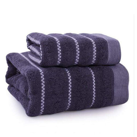 Wave Pattern Premium Bath Towel Set Cotton Bath Towel Bundle 1 Bath Towel and 1 Hand Towel Gray