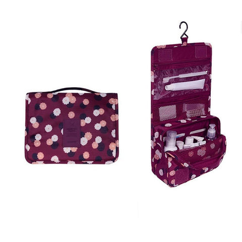 Multifunction Case Portable Travel Makeup Cosmetic Bag Cute Daisies Cosmetic Bag Organizer Claret