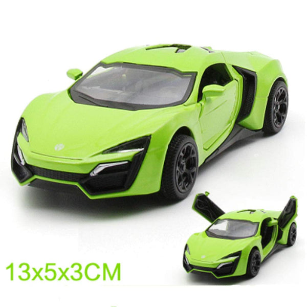 1/36 Lykan Alloyed Car Model Child's Toy Cars with Light and Sound Best Gift, Green